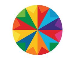 Vibrant Circular Mandala Design A Joyful, Colorful Geometric Pattern on White Background - Professional digital artwork with vibrant colors and detailed composition vector