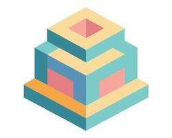 Serene Pastel Isometric Building A Calm 3D Architectural Design Illustration - Professional digital artwork with vibrant colors and detailed composition vector