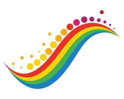 Vibrant Rainbow Arc with Colorful Dots Dancing Across White Background, Joyful and Uplifting Design - Professional digital artwork with vibrant colors and detailed composition vector