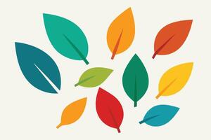 Vibrant Colorful Leaves Dancing on a Light Background A Joyful Autumn Illustration - Professional digital artwork with vibrant colors and detailed composition vector