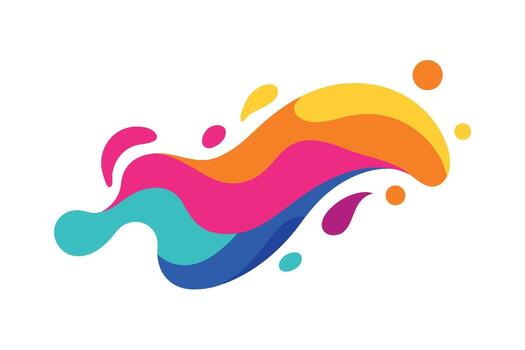 Vibrant Rainbow Fluid Wave Abstract Design, Joyful Colorful Swirls on White Background, Energetic and Playful Mood vector