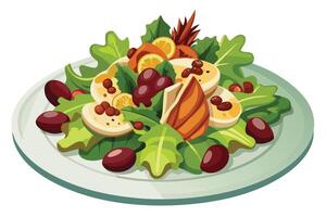 Delightful Mediterranean Salad with Grilled Salmon, Citrus, and Olives A Vibrant and Healthy Meal - Professional digital artwork with vibrant colors and detailed composition vector