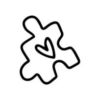 Puzzle with heart hand drawn clipart vector