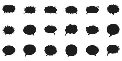 Speech Bubble Silhouette Set. Comic Style Communication Elements Collection. Isolated Illustration vector