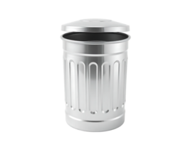 Shiny Stainless Steel Trash Can with Open Lid png