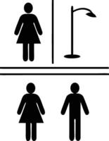 Simple black gender icons for women and men with a street lamp illustration. vector