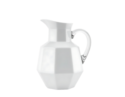 White Ceramic Pitcher with Handle on Transparent Background png