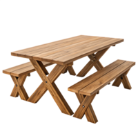 Natural Wood Picnic Table Set with Benches for Garden and Patio png