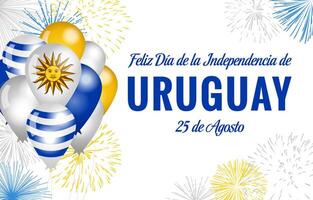 Translation is Happy Independence Day of Uruguay August 25. Spanish postcard. vector
