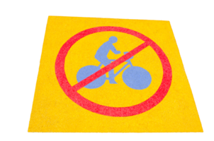 Warning sign for no cycling around on this street, warn of hazards or a hazardous condition that is not likely to be life threatening png