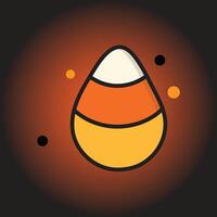 an orange and yellow candy corn on a black background vector