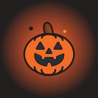 halloween pumpkin icon on black background vector
