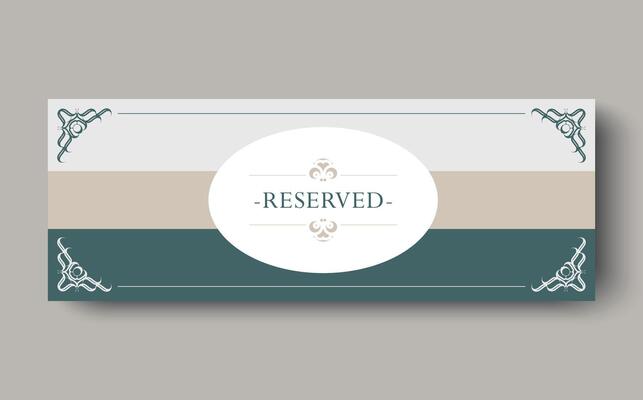 Elegant Decorative Frame with Reserved Text on Oval Shape for Restaurant Table