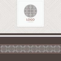 Geometric Pattern Product Label Design with Ornamental Circle Logo vector