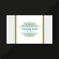 Thank You Card Template with Flourish Ornament Design vector