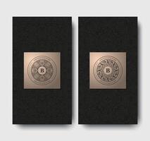 Elegant Ornamental Initial B Letter Logo on Black Pattern Background Card vector