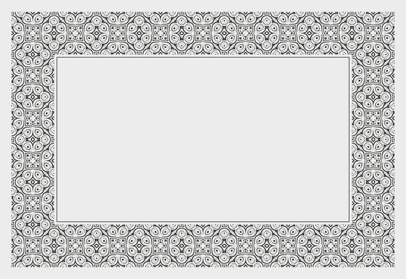 Black and White Ornament Frame Design with Detailed Pattern