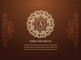 Elegant Vintage Style Floral Monogram Invitation Card with Ornamental Frame vector