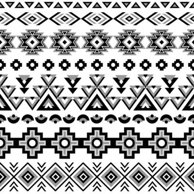 Ethnic seamless pattern. Aztec black white background, tribal, ethnic, navajo print. Modern abstract wallpaper, illustration.