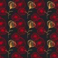 Floral pattern with red and yellow flowers vector