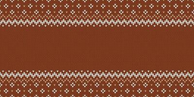 Brown knit pattern with white designs vector