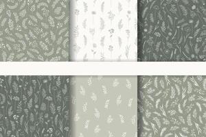 Floral patterns in green and white vector