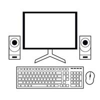 Computer monitor, keyboard, mouse and speakers vector