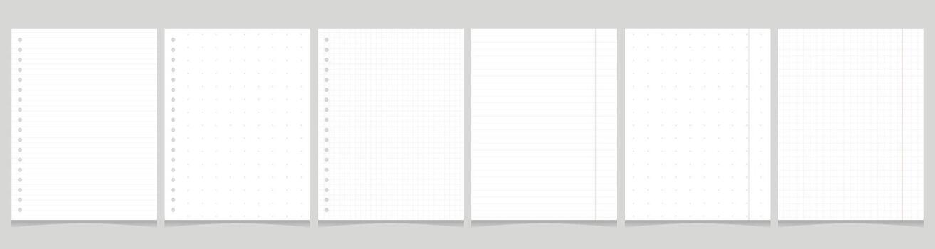 Set of notebook or notepad pages vector