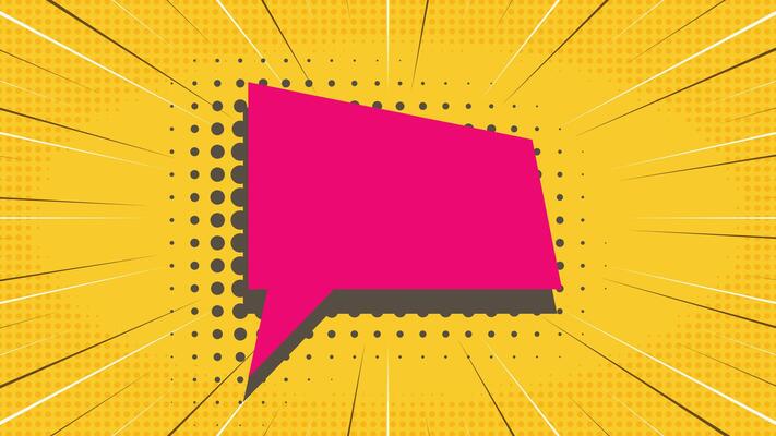 Bright retro banner with speech bubble on halftone background