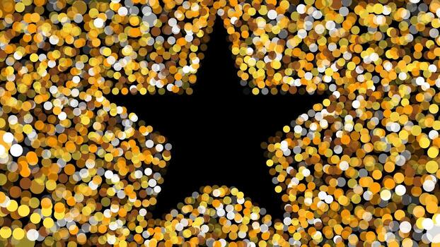 Golden star frame made of shimmering bokeh lights, creating a festive and luxurious atmosphere.Abstract background. vector