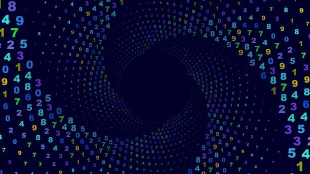 números arremolinándose en un espiral modelo en un oscuro antecedentes. resumen antecedentes. vector