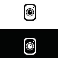 A camera logo with a black and white background vector