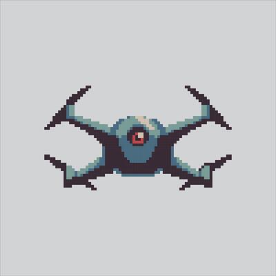 Pixel art illustration Camera Drones. Pixelated Flying Drone. Flying Photography Camera Drones Equipment Icon pixelated for the pixel art game and icon for website and game. old school retro.