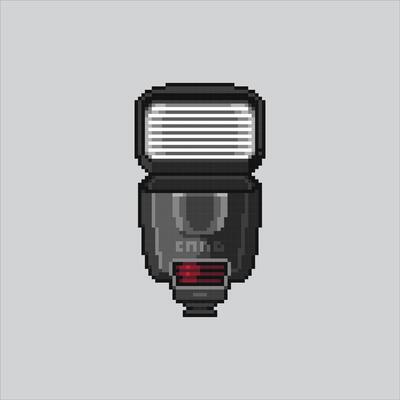 Pixel art illustration Camera Lighting. Pixelated Camera flashlight. Photography Camera Lighting Equipment Icon pixelated for the pixel art game and icon for website and game. old school retro.