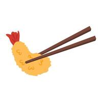 Crispy Prawn Tempura with Chopsticks vector