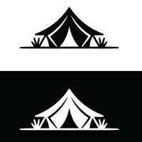 Two black and white tents on a white background vector