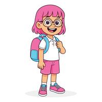 nerd student girl cartoon character vector