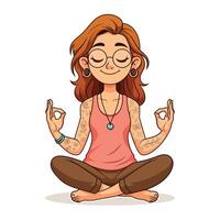 Cartoon Girl Meditating in Lotus Yoga Pose vector