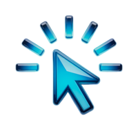 azul ponteiro cursor com brilhando bares seta clique png