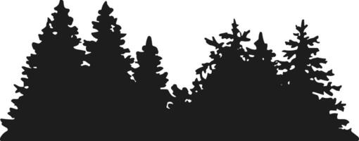 Dense Pine Tree Forest Silhouette - Natural Evergreen Woodland Illustration vector
