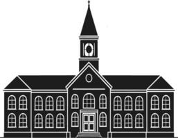 Classic Schoolhouse Silhouette with Steeple Tower vector