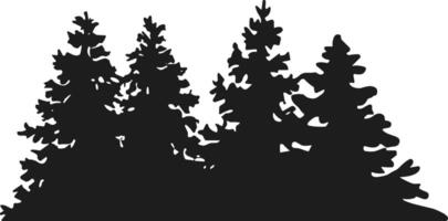 Pine Trees Forest Silhouette - Evergreen Woodland Landscape Illustration vector