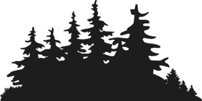 Pine Forest Silhouette - Evergreen Tree Landscape Illustration vector
