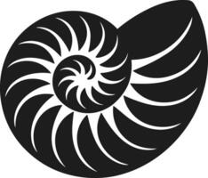 Spiral Nautilus Shell Silhouette for Marine and Nature-Inspired Designs vector