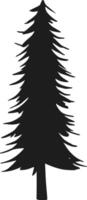Tall Pine Tree Silhouette Illustration on White Background vector