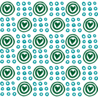 Blue and green circles and hearts seamless pattern png