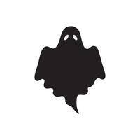 Classic black ghost silhouette with oval eyes isolated on white background vector