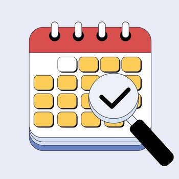 plano buscar calendario icono para tarea planificación y evento administración vector
