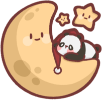 panda sleeping on the moon with stars png