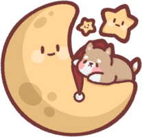 dog sleeping on the moon with stars png